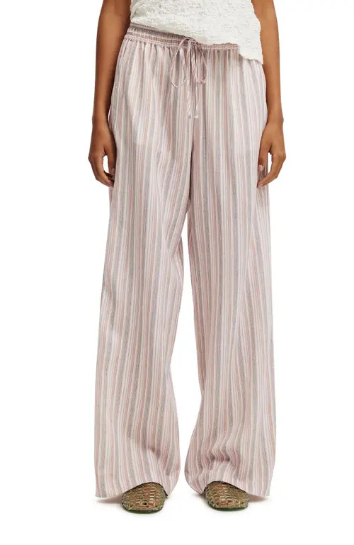 Cotton On Women's Haven Wide Leg Pant in Ava Stripe Bubblegum at Nordstrom, Size 12 | Nordstrom