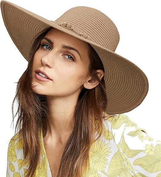 accsa Womens Summer Straw Hats Wide Brim Sun Hat with Bowknot Foldable Panama Hat for Travel Beac... | Amazon (US)