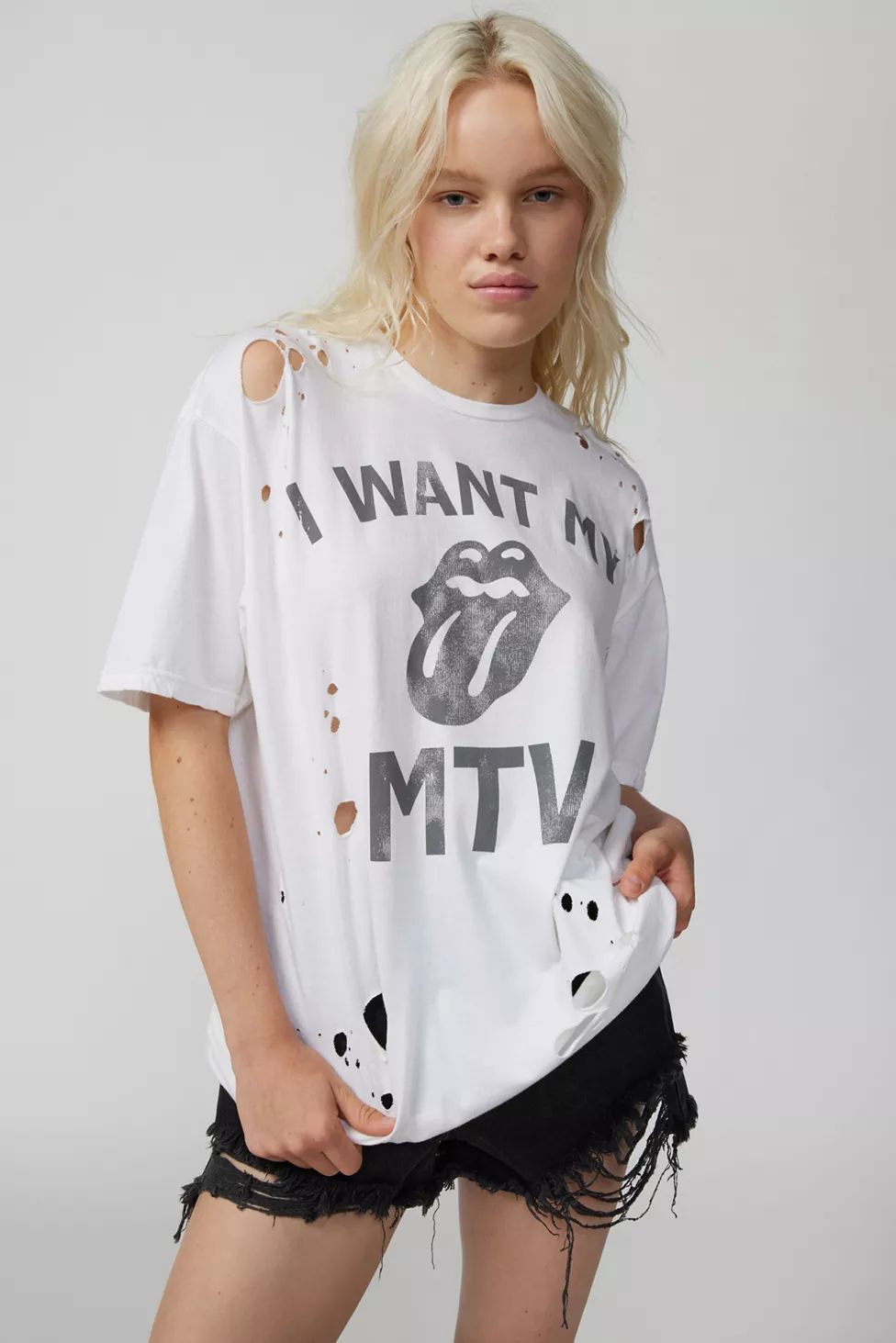 The Rolling Stones X MTV Distressed T-Shirt Dress | Urban Outfitters (US and RoW)