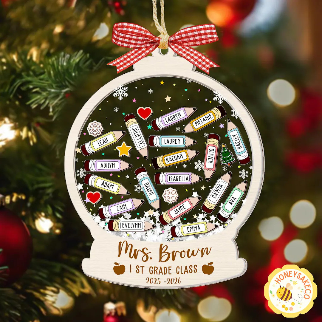 Custom Teacher Ornament, Teacher Christmas 4D Shaker Ornament, Thank You Teacher Gift, Teacher Ch... | Etsy (US)