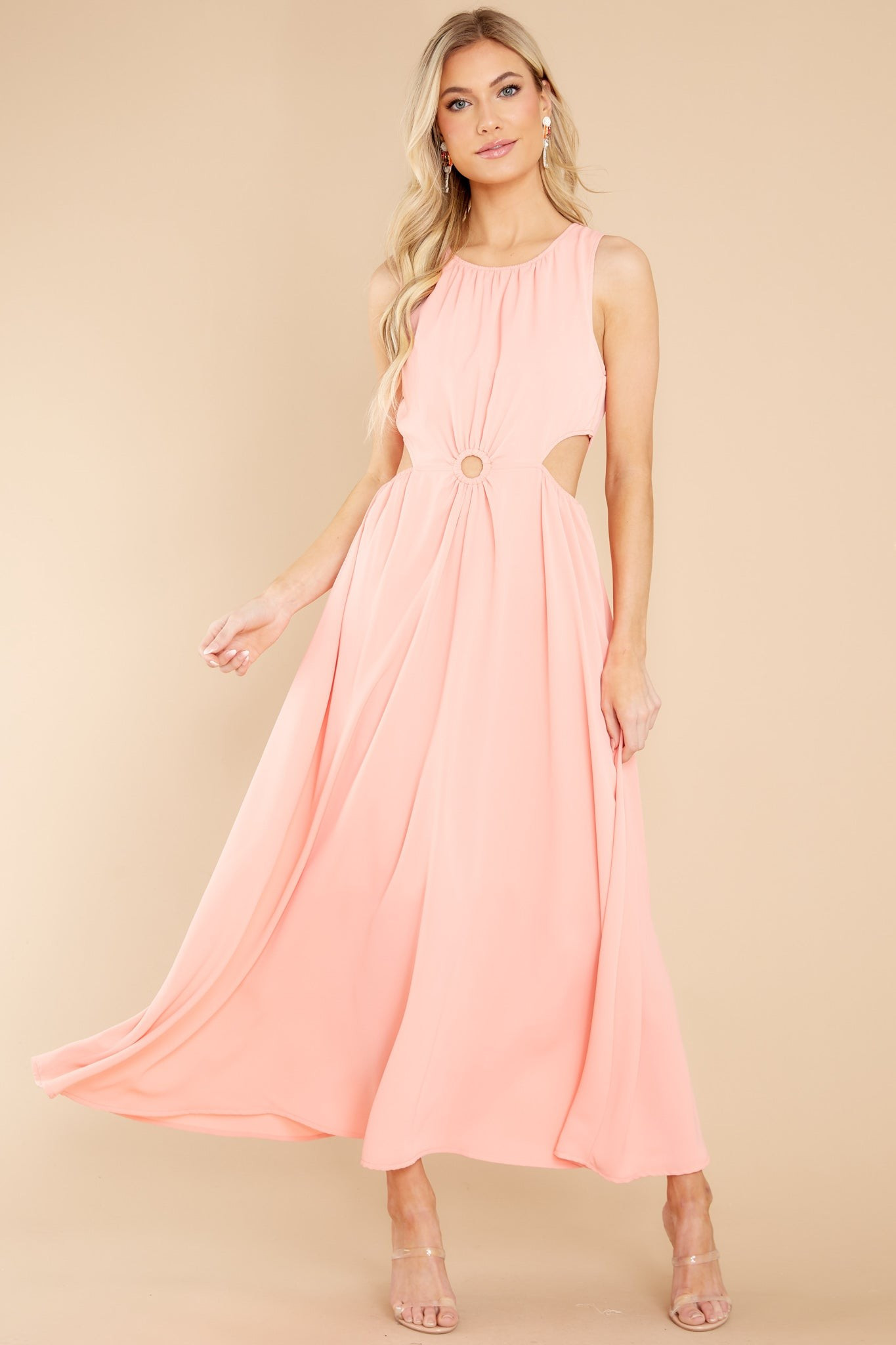 Wander With Me Peach Maxi Dress | Red Dress 