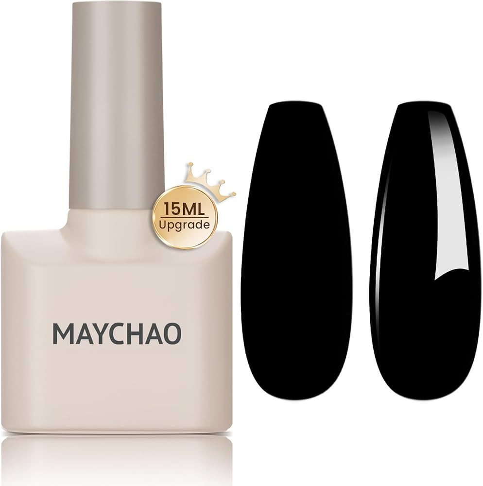 MAYCHAO 15ML Gel Nail Polish 1Pc Black Nail Polish Soak Off UV LED Nail Gel Polish Nail Art Start... | Amazon (US)