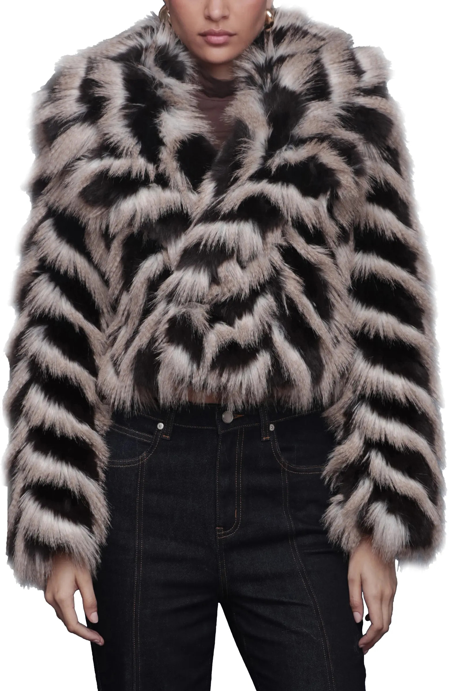 Stripe Faux Fur Crop Jacket | Nordstrom