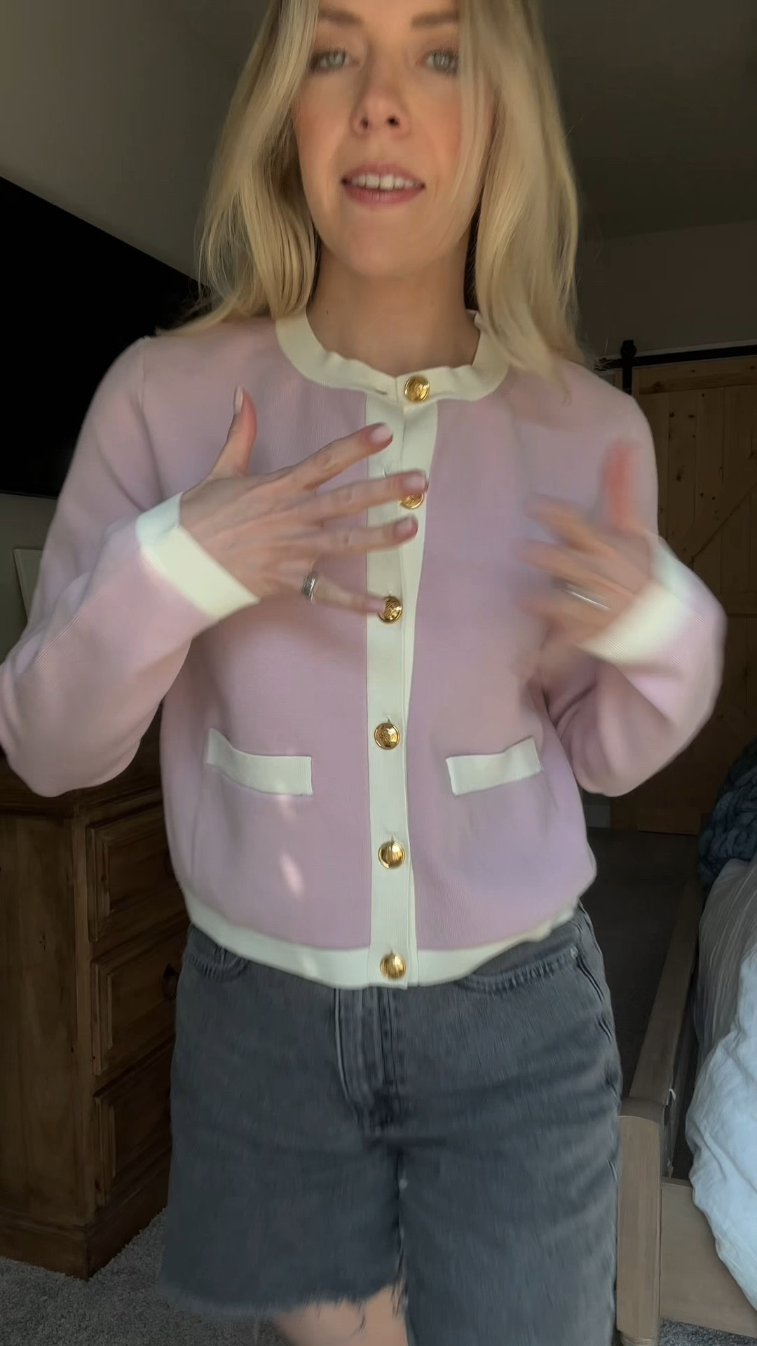 The most perfect lady cardigan! And it’s on sale 
Wearing a size small