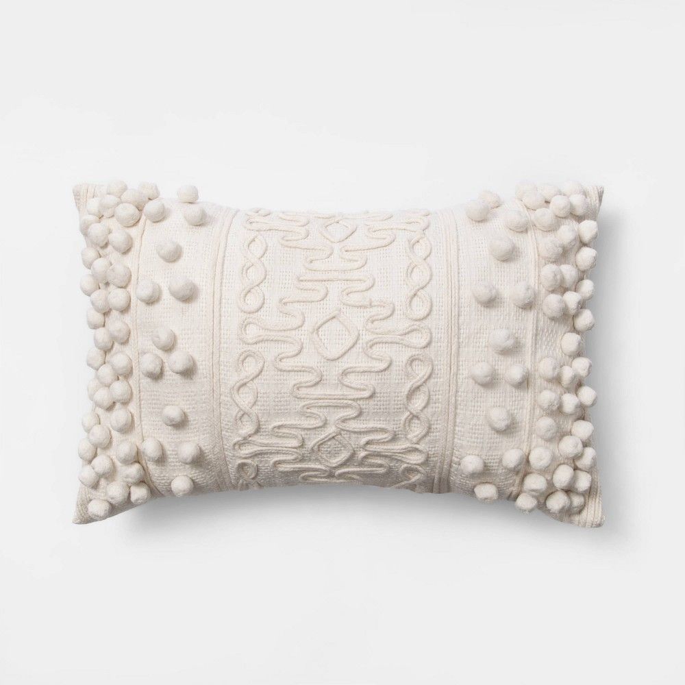 Oblong Pom Throw Pillow Cream - Opalhouse , White | Target