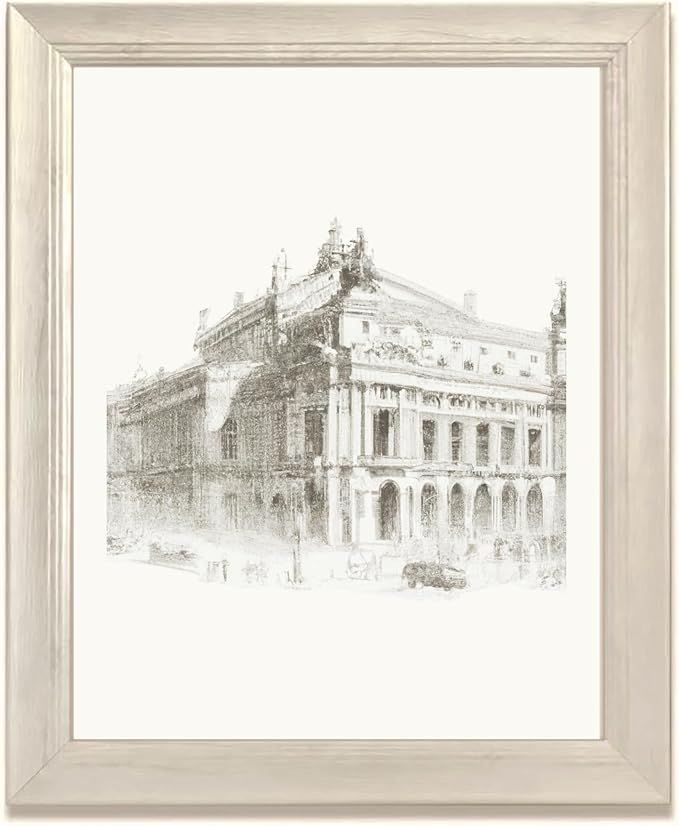 Framed Minimal Wall Art Abstract Pencil Sketch of French Building Paris City Opera House Art Mode... | Amazon (US)