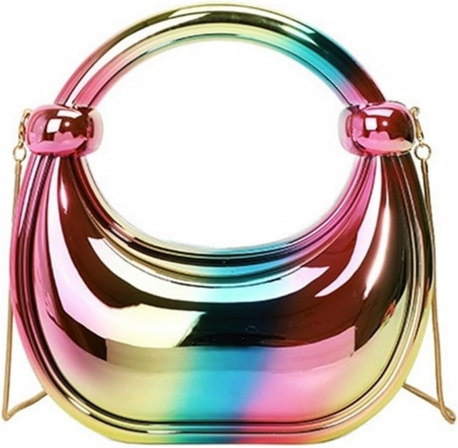 Acrylic Evening Clutch Purse Top-handle Moon Hobo Bag, Elegant Marble Handbag for Wedding Cocktai... | Amazon (US)