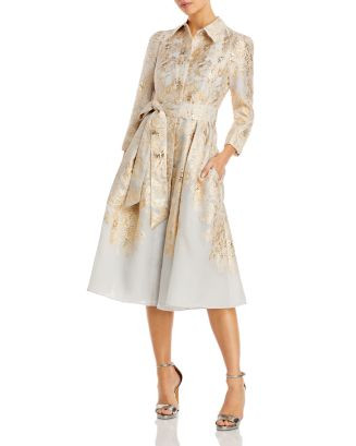 Teri Jon by Rickie Freeman Metallic Jacquard Shirt Dress   | Bloomingdale's Women | Bloomingdale's (US)