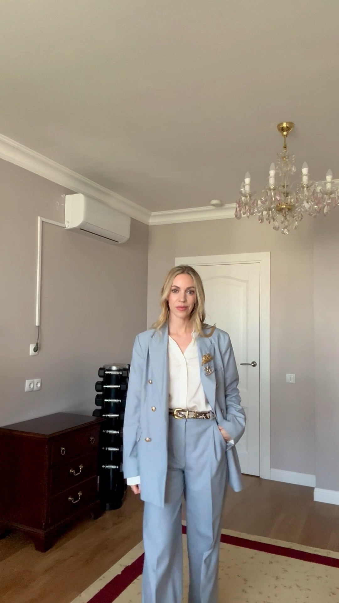Spring workwear, business casual workwear, sky blue matching suit, blue blazer, Chanel brooch, style over 40

#LTKWorkwear #LTKOver40 #LTKSeasonal