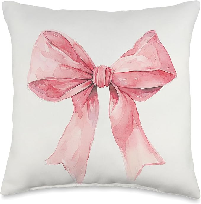 Girly || Bow in Watercolor|| coquette || Aesthetic Pink Bow Throw Pillow | Amazon (US)