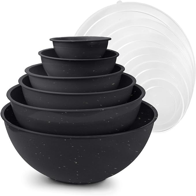 COOK WITH COLOR Mixing Bowls with Lids - 12 Piece Plastic Nesting Bowls Set includes 6 Prep Bowls... | Amazon (US)