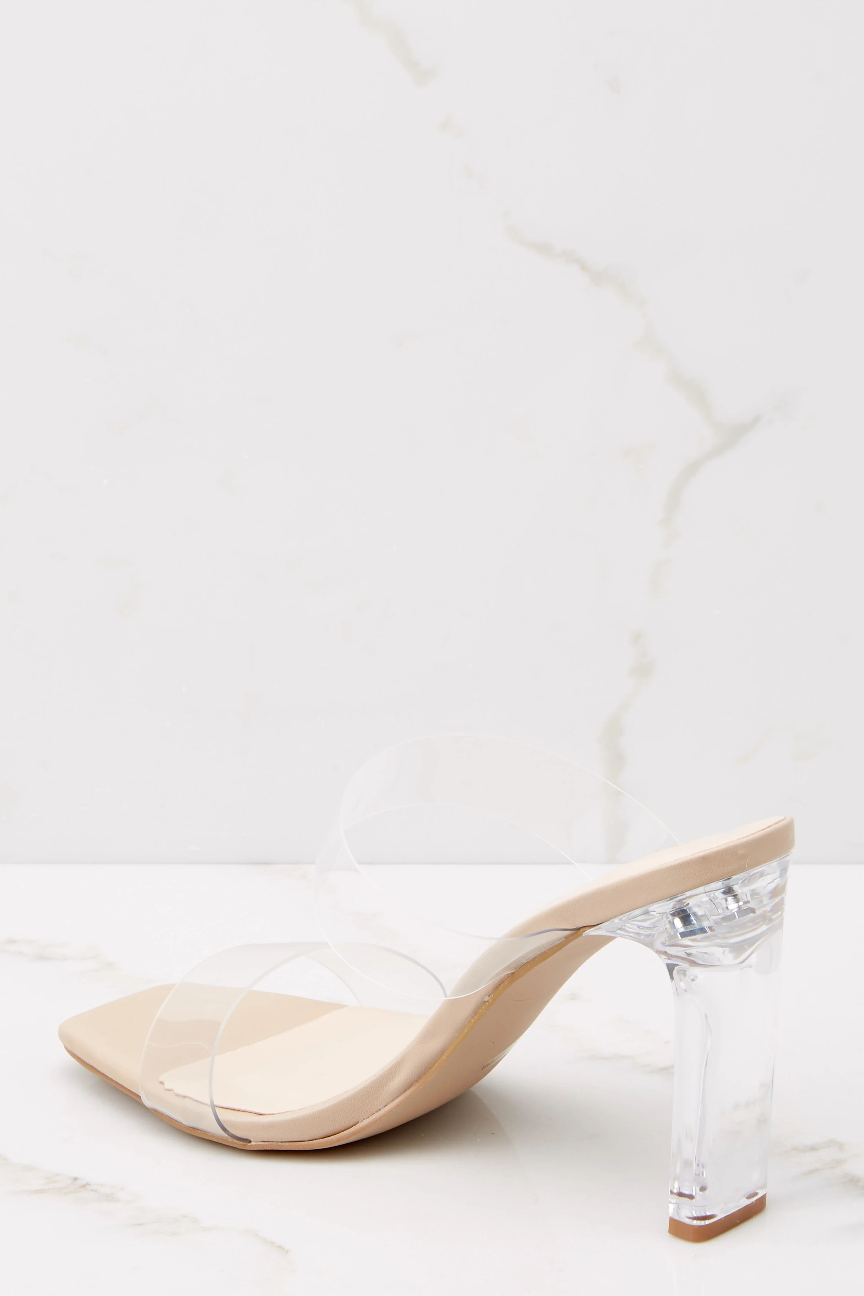 Really Love These Nude And Clear Heels | Red Dress 