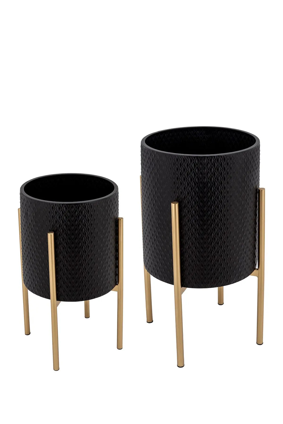 SAGEBROOK HOME Textured Planter On Metalstand - Black & Gold - Set of 2 at Nordstrom Rack | Nordstrom Rack