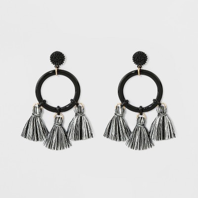 SUGARFIX by BaubleBar Mixed Media Hoop Earrings with Tassels | Target