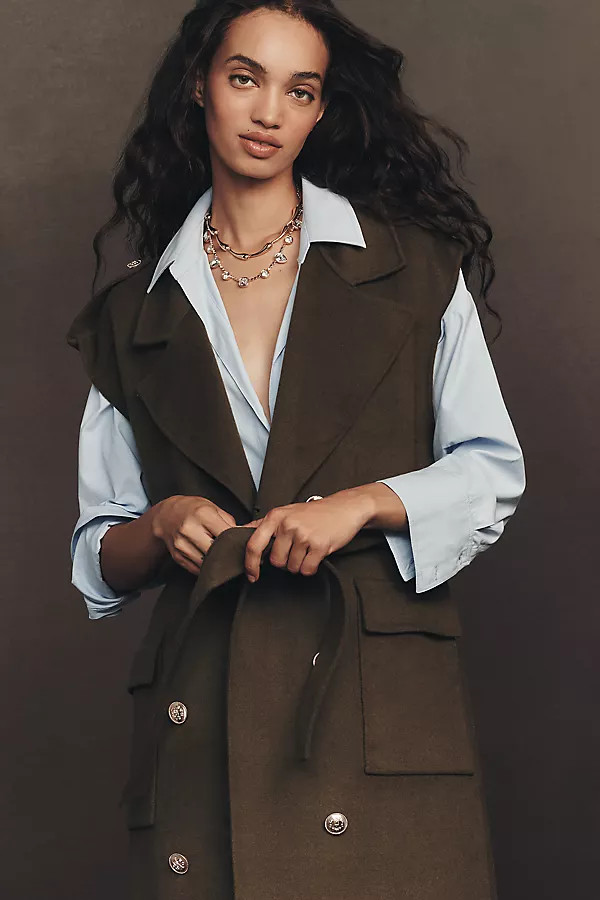 By Anthropologie Wool Blend Long Military Vest | Anthropologie (US)