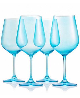 Sheer Blue Stemmed Wine Glasses, Set of 4 | Macys (US)