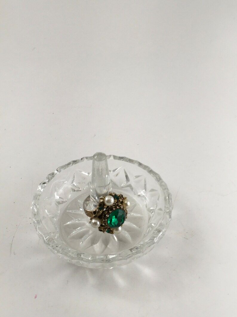 Vintage Clear Glass Ring Holder | Etsy (US)