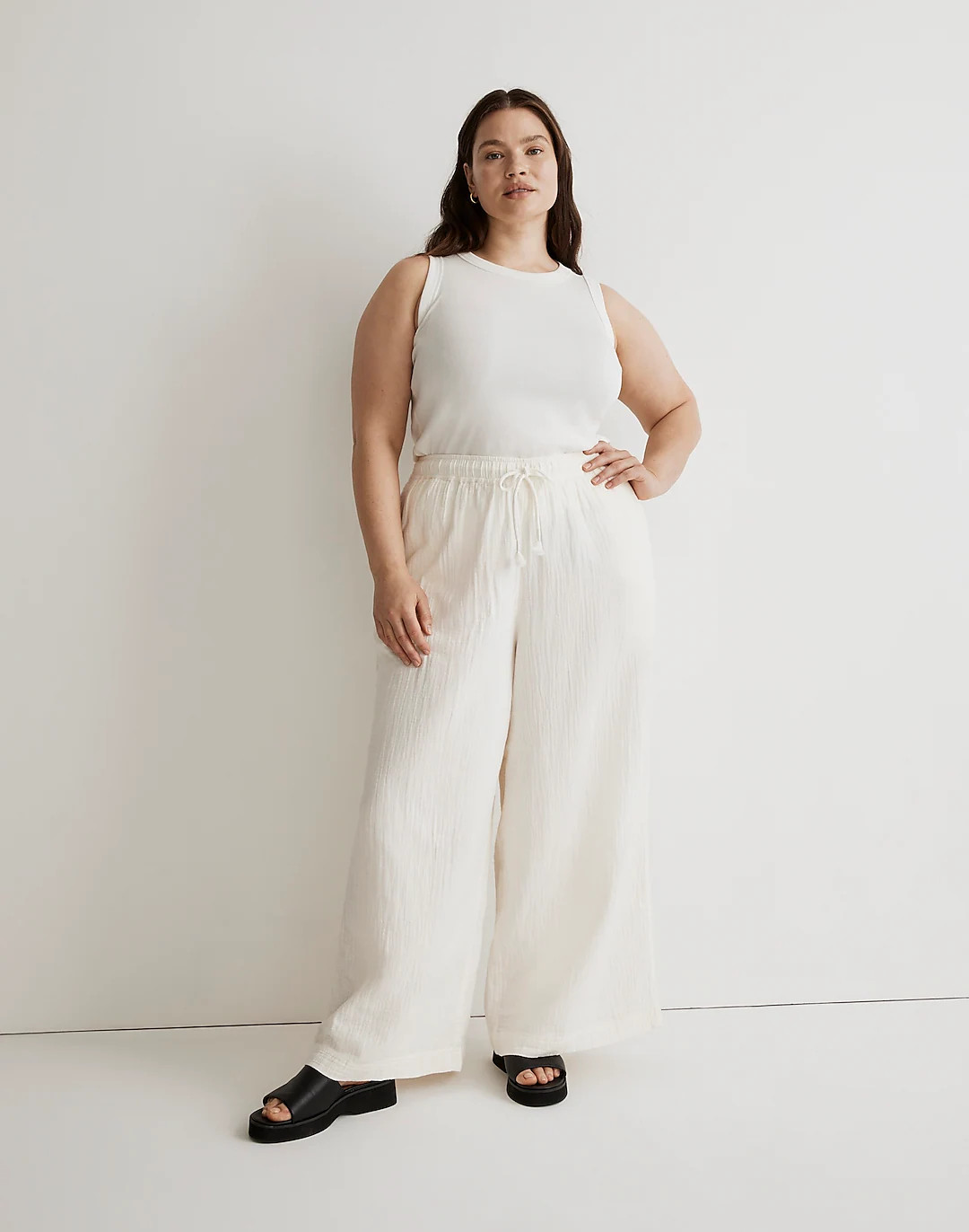 Plus Double-Gauze Drawstring Wide-Leg Pants | Madewell