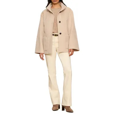 Sanctuary Belted Brushed Coat in Bone at Nordstrom, Size X-Large | Nordstrom