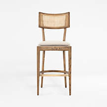 Libby Light Brown Wood and Natural Cane Counter Stool + Reviews | Crate & Barrel | Crate & Barrel
