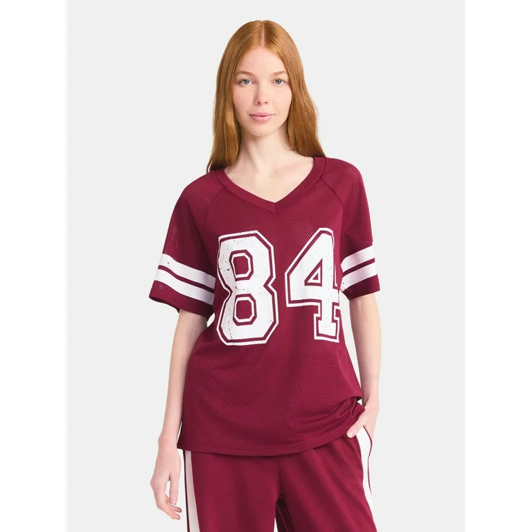 No Boundaries Graphic Mesh Football Tee, Women's | Walmart (US)