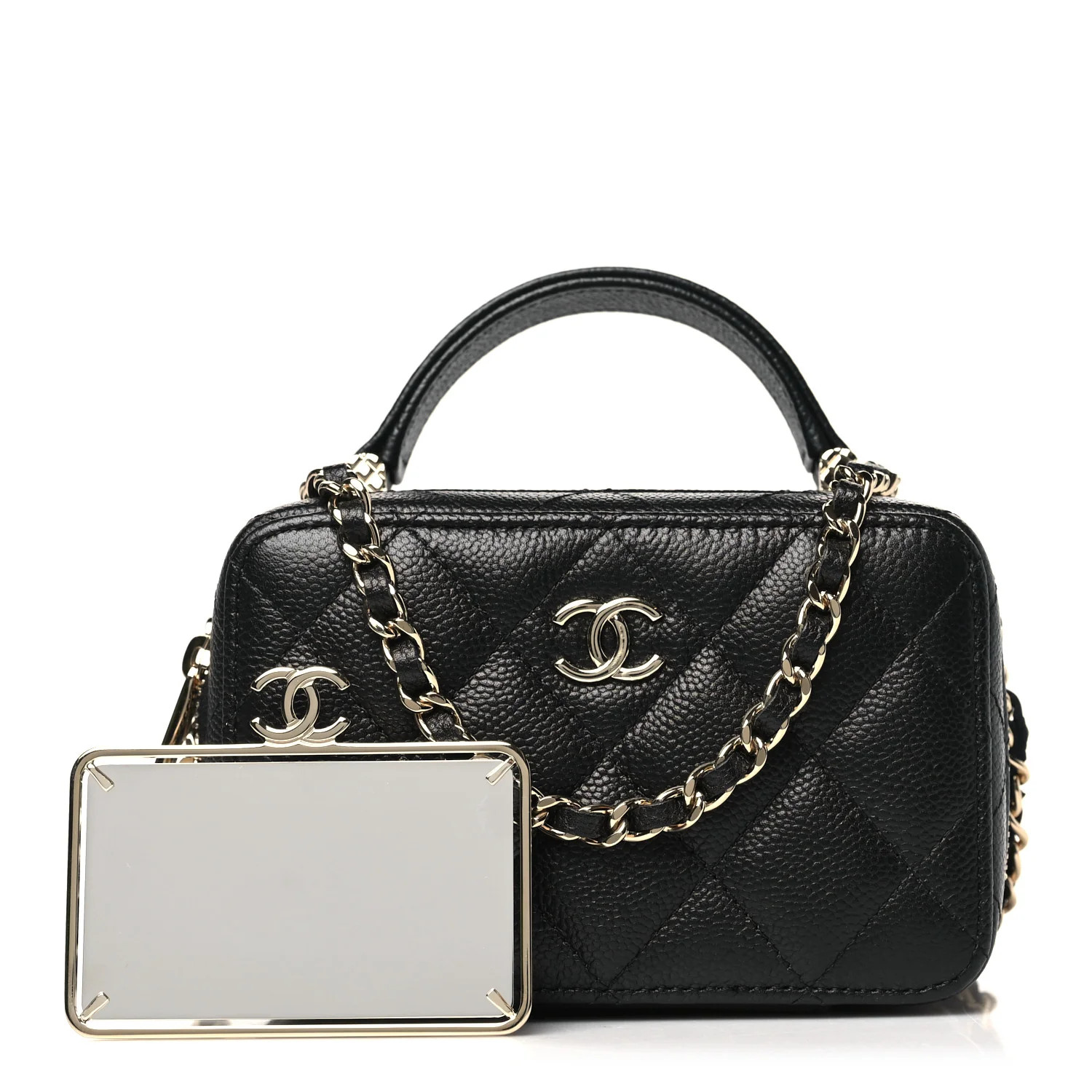 Caviar Quilted Small Top Handle Vanity Case Black | FASHIONPHILE (US)