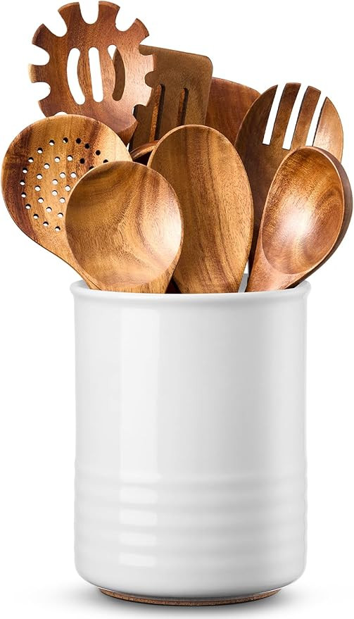 Utensil Holder, 6.7" Ceramic Kitchen Utensil Crock for Countertop Cooking, Modern Utensil Caddy J... | Amazon (US)
