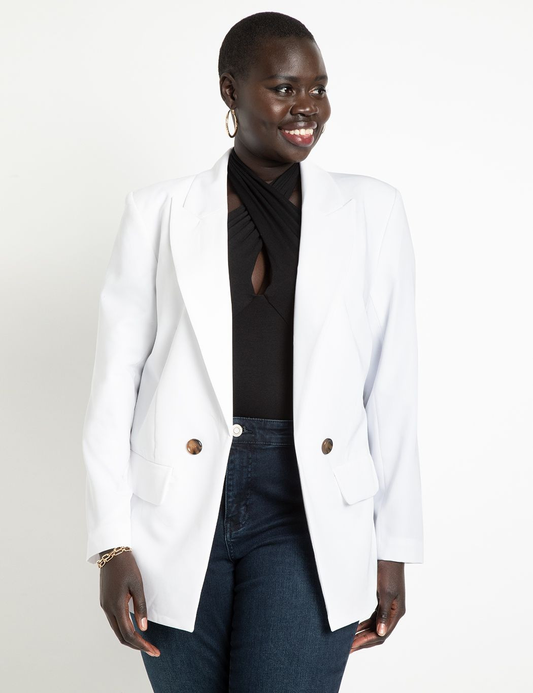 Long Relaxed Blazer | Women's Plus Size Coats + Jackets | ELOQUII | Eloquii