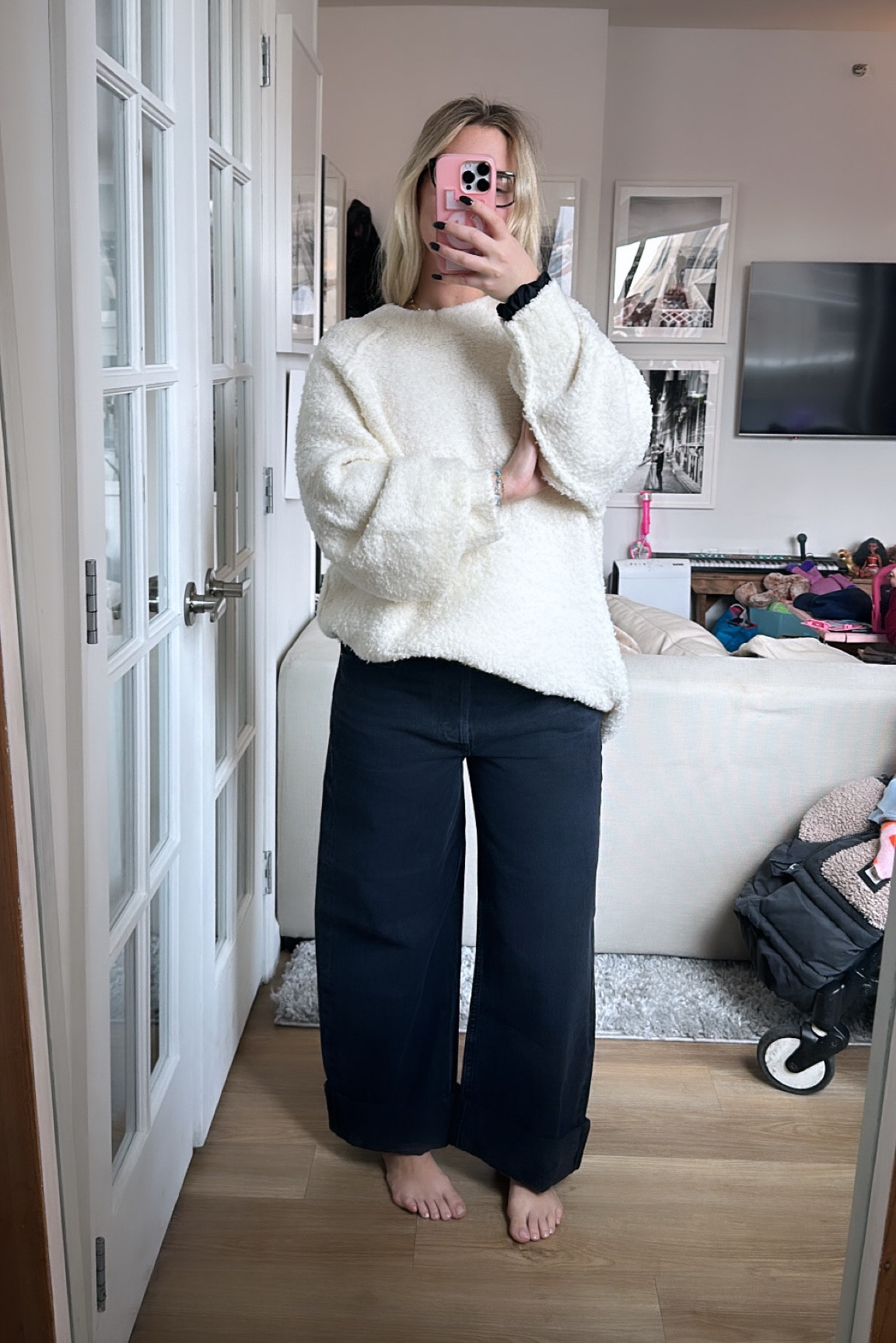 Cozy like a teddy bear with my favorite cuffed jeans — daily edit cover from Found by Em