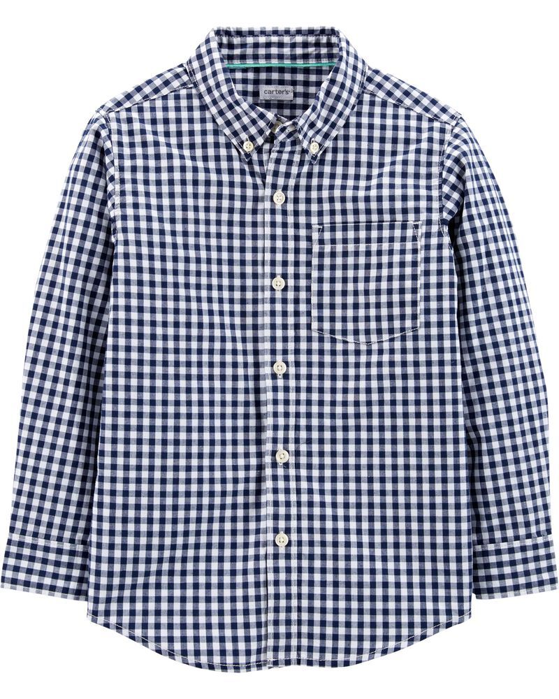 Gingham Poplin Button-Front Shirt | Carter's
