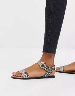 Qupid two part flat sandals in snake | ASOS US