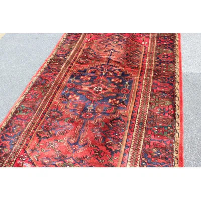 One-of-a-Kind Brixtin Hand-Knotted 1990s Red 4'3" x 7'7" Wool Area Rug | Wayfair North America
