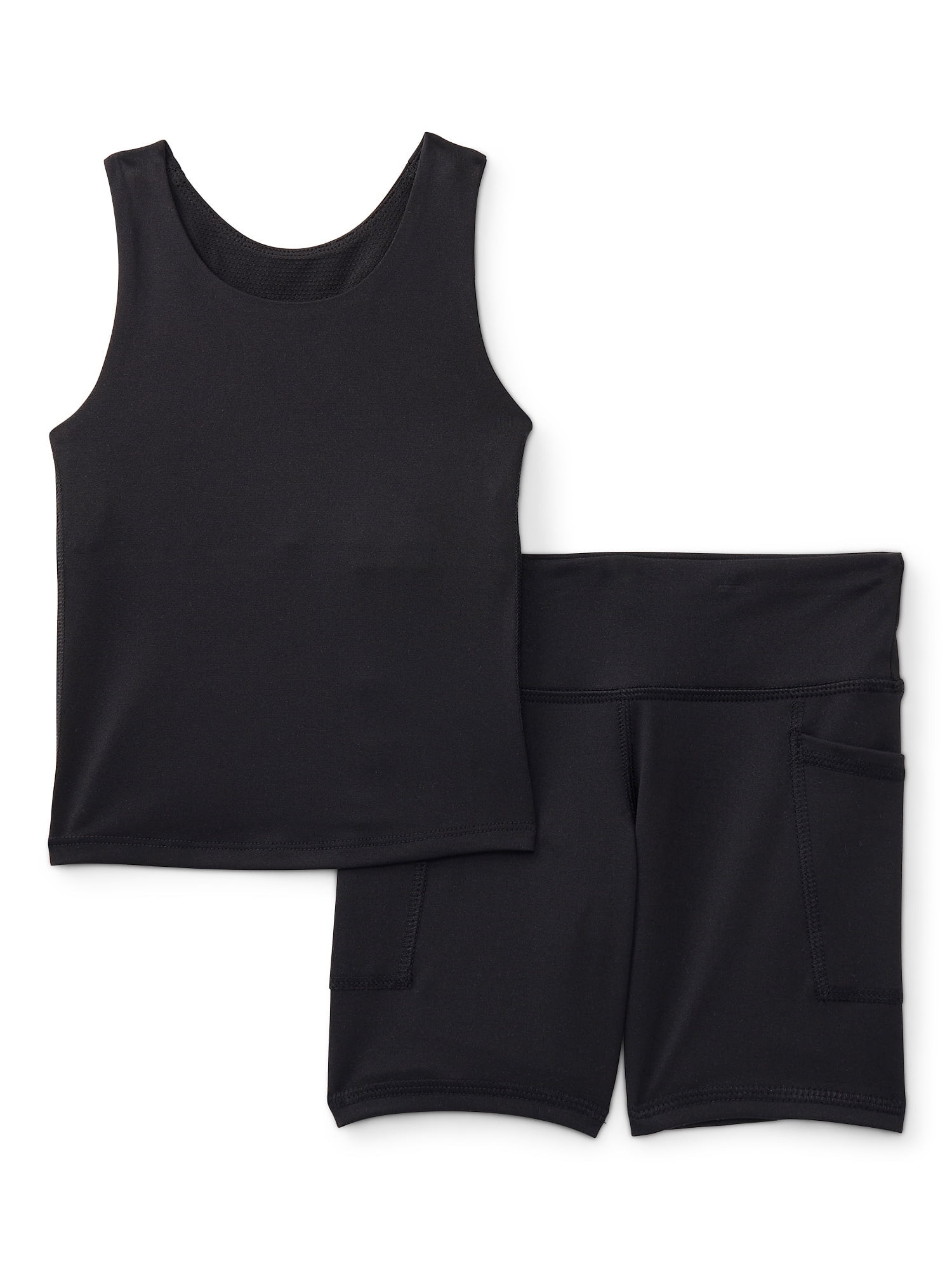 Athletic Works Girls Longline Bra and Bike Shorts Set, 2-Piece, Sizes 4-18 & Plus | Walmart (US)