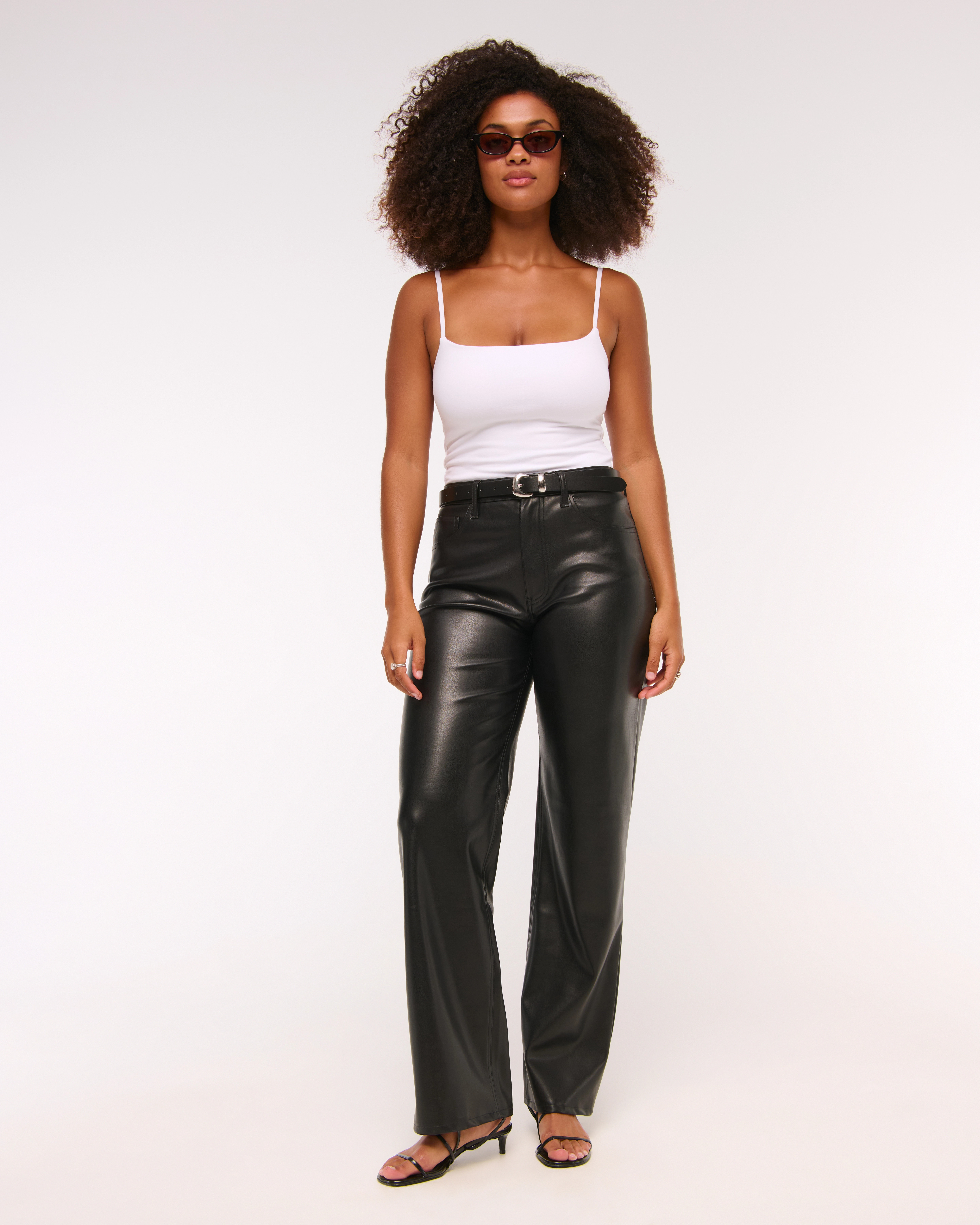 Curve Love High Rise 90s Relaxed Vegan Leather Pant | Abercrombie & Fitch (US)