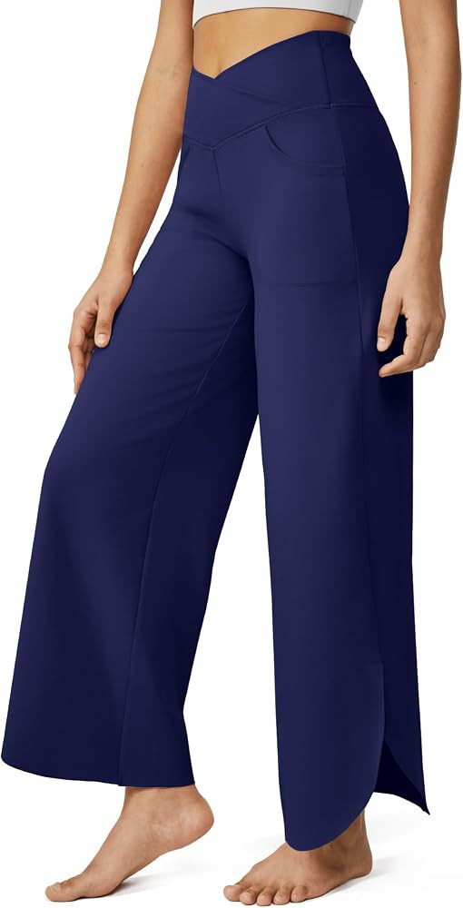 G4Free 25''/27''/29'' Wide Leg Pants for Women Ankle Length Loose Yoga Cross High Waist Dance Cas... | Amazon (US)