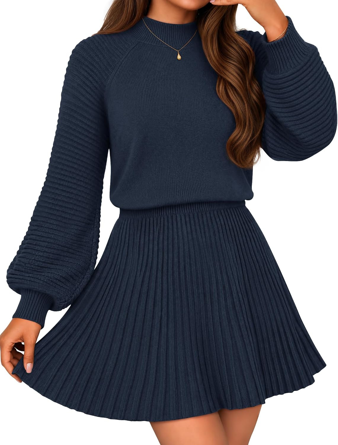 MEROKEETY Womens Fall Dress 2 Piece Outfits Mini Skirt Set Sweater Dresses | Amazon (US)