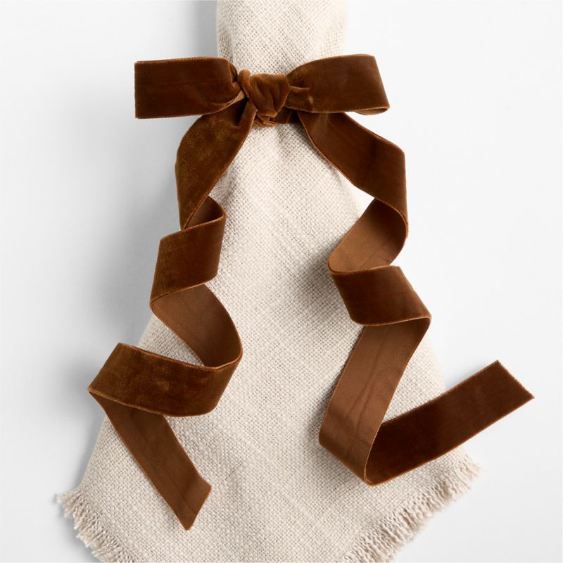 Velvet Brown Bow Napkin Rings, Set of 4 | Crate & Barrel