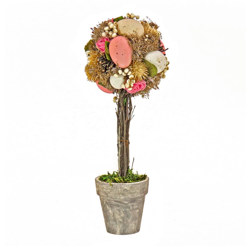 National Tree Company 14 in. Easter Egg Single Ball Topiary Tree, Pink | The Home Depot