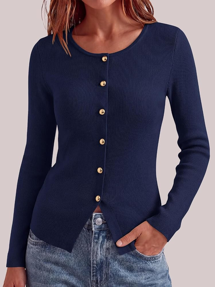 PRETTYGARDEN Long Sleeve Button Front Cardigan Sweaters for Women Fall Tops | Amazon (US)