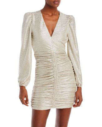 AQUA Ruched Metallic Crinkle Lam&eacute; Mini Dress - 100% Exclusive  Women - Bloomingdale's | Bloomingdale's (US)