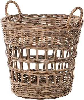 Kouboo Round Rattan Storage and Laundry Basket with Liner and Handles - Removable and Washable Li... | Amazon (US)
