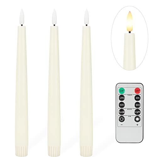 Flameless Taper Candles with 3D Wick, 9.6" Real Wax LED Candles with Remote and Timer, 3 Pack Fli... | Amazon (US)