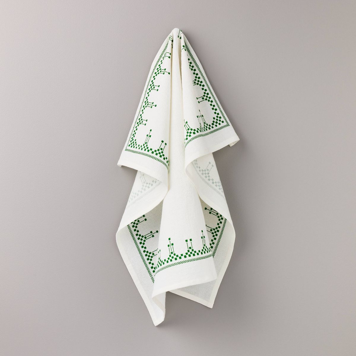 Ornate Border Flour Sack Kitchen Towel Cream/Green - Hearth & Hand™ with Magnolia | Target