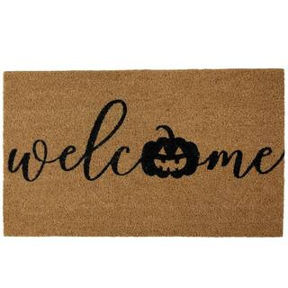 Northlight Brown Natural Coir Pumpkin Welcome Halloween Doormat 18 in. x 30 in. 35246640 - The Ho... | The Home Depot