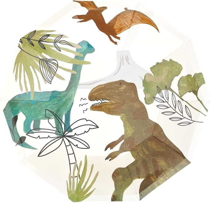 Dinosaur Plates (Pack of 8) | Dinosaur Birthday Party | Dinosaur Party Decorations | Pastel Dinos... | Amazon (US)