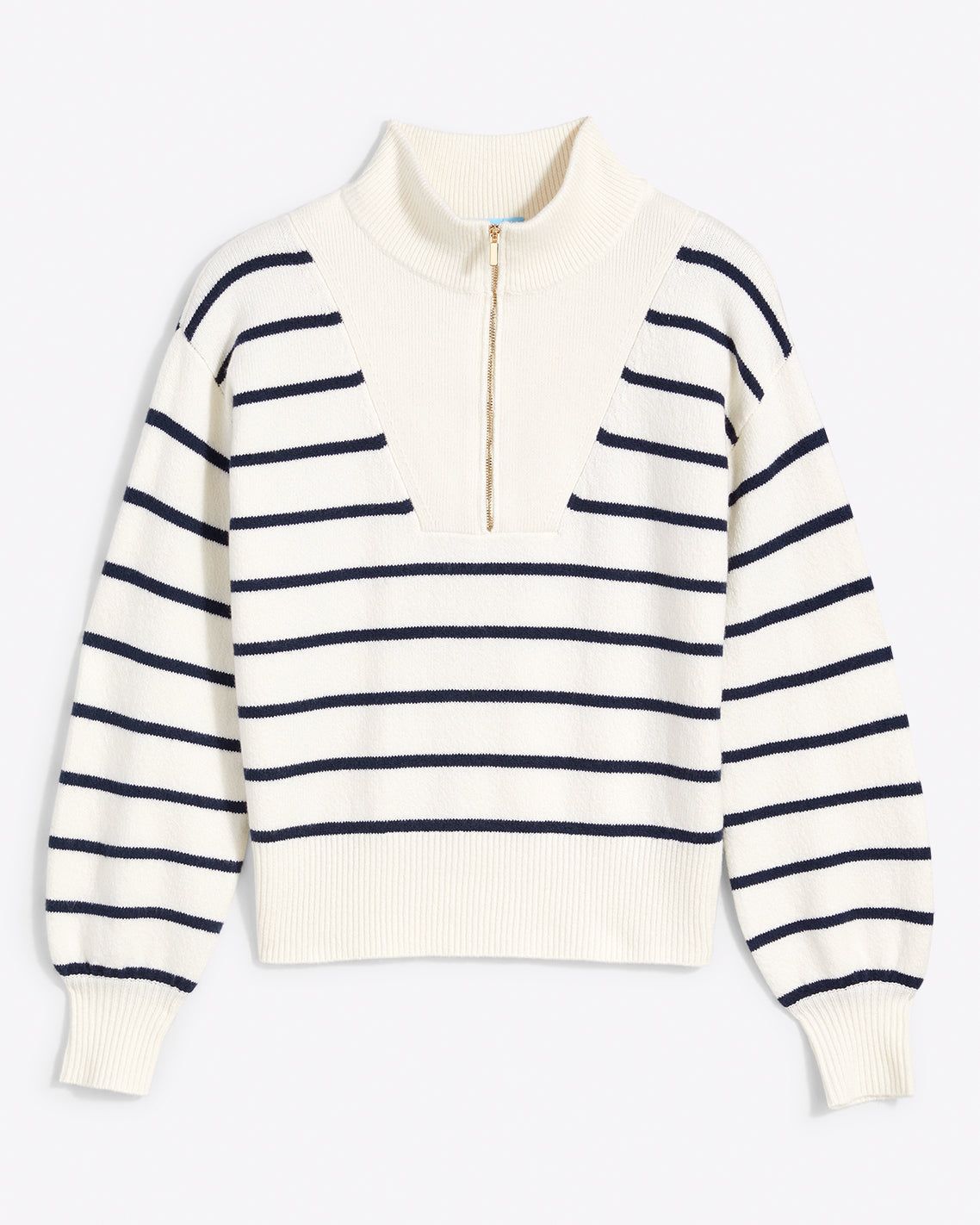 Striped Quarter Zip Sweater in Mariner Stripe | Draper James (US)