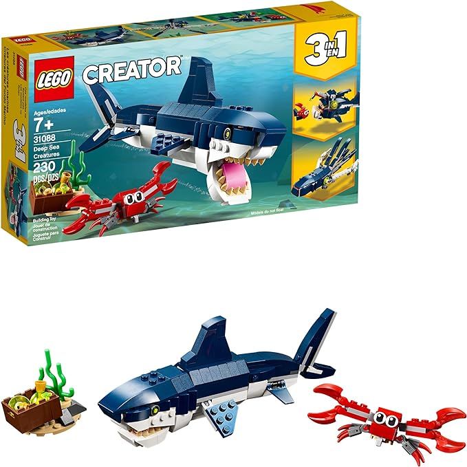 LEGO Creator 3in1 Deep Sea Creatures 31088 Make a Shark, Squid, Angler Fish, and Crab with This S... | Amazon (US)