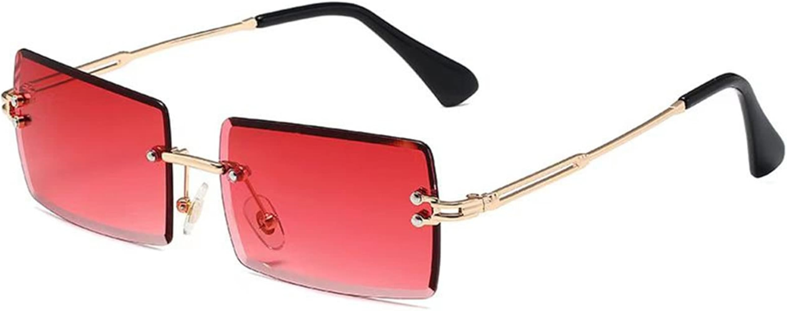 LASPOR Retro Rimless Rectangle Sunglasses for Women Men Tinted Lens Gold Metal Frameless Vintage ... | Amazon (CA)
