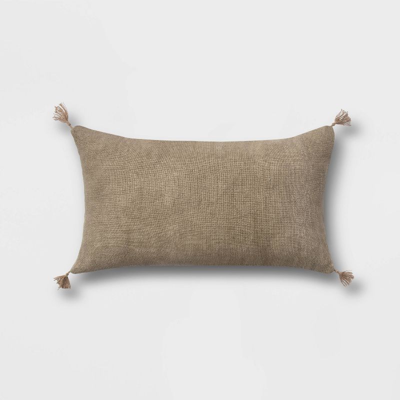 Washed Linen Lumbar Throw Pillow with Tassels - Threshold™ | Target