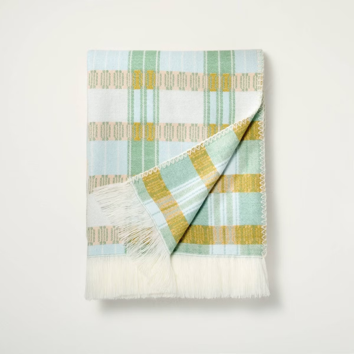 Cool Tone Plaid Fringe Throw Blanket - Hearth & Hand™ with Magnolia | Target